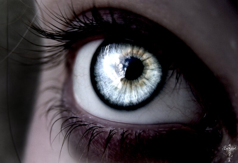 close-up of a blue eye