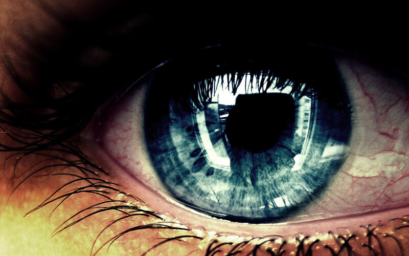 close-up of a blue eye