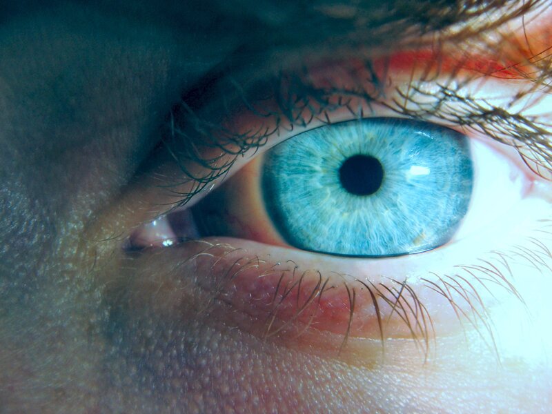 close-up of a blue eye
