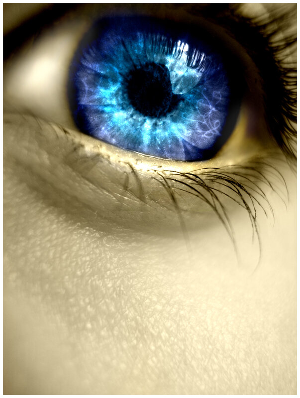 close-up of a blue eye