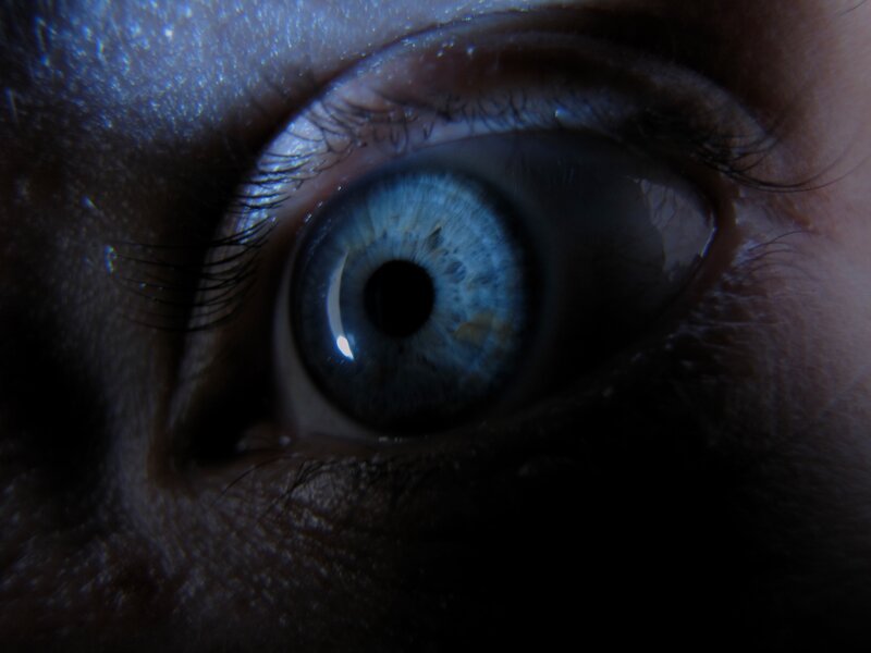 close-up of a blue eye