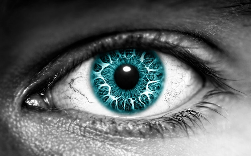close-up of a blue eye