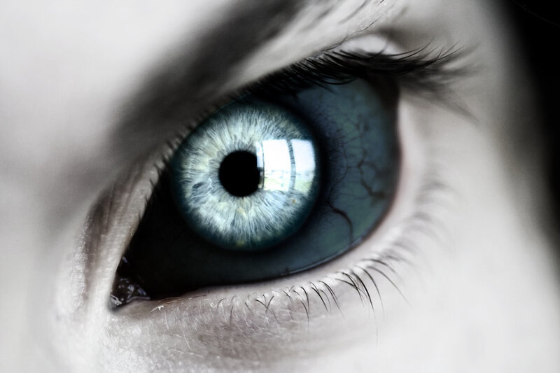 close-up of a blue eye