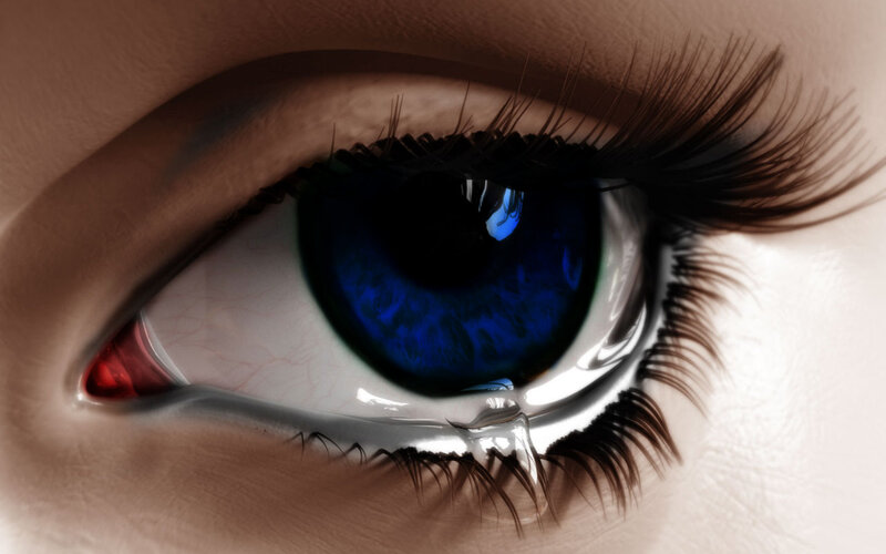 Close-up of a Blue Eye — Dramatic, Digital Art, Eyelashes