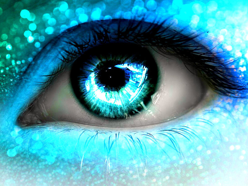 Close-up of a Blue Eye — Dramatic, Digital Art, Glitter