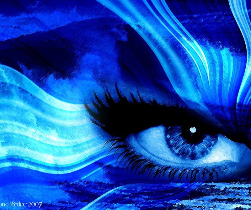 Close-up of a Blue Eye — Dramatic, Digital Art