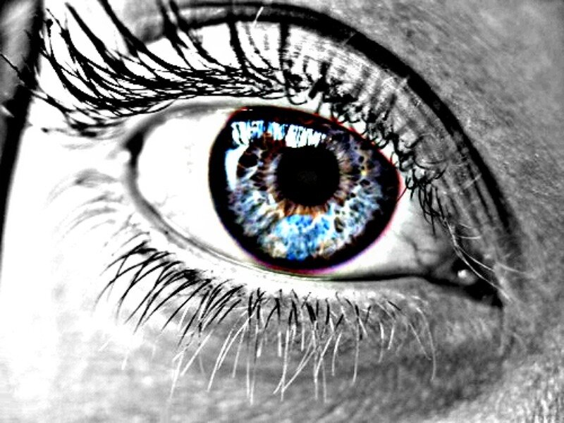 Close-up of a Blue Eye — Dramatic, Photograph, Eyelash