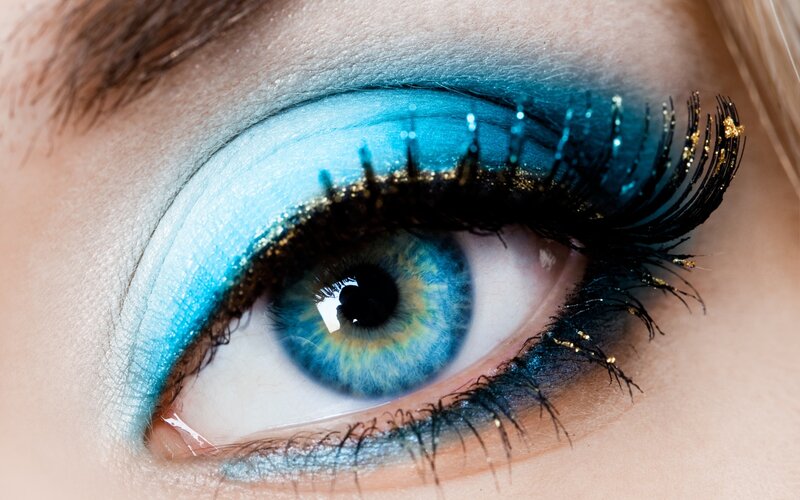 Close-up of a Blue Eye — Dramatic, Photograph, Eyelashes, Eye Makeup, Eyeshadow