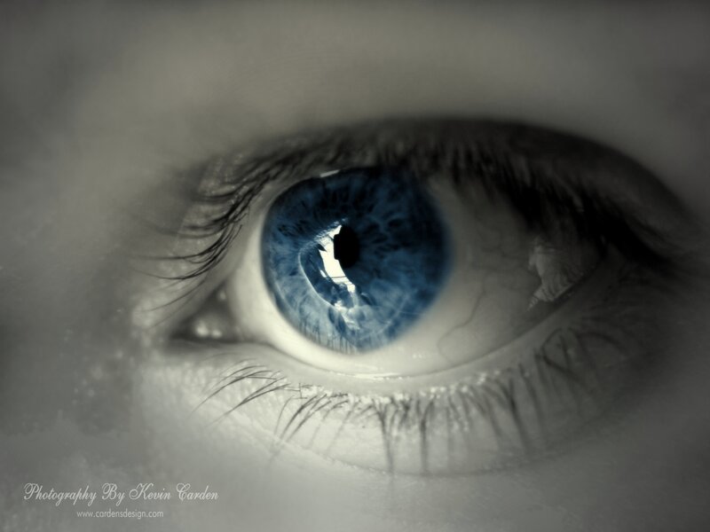 Close-up of a Blue Eye — Dramatic, Photograph, Eyelashes, Reflection