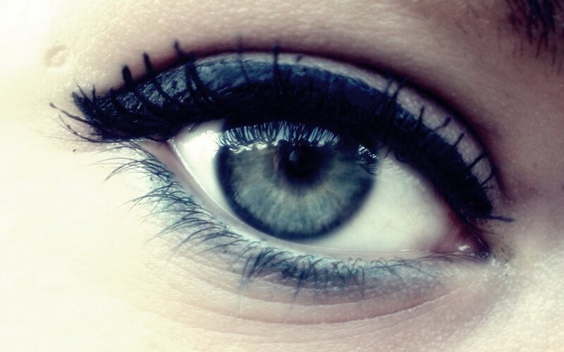 Close-up of a Blue Eye — Dramatic, Photograph, Eyelashes, Skin