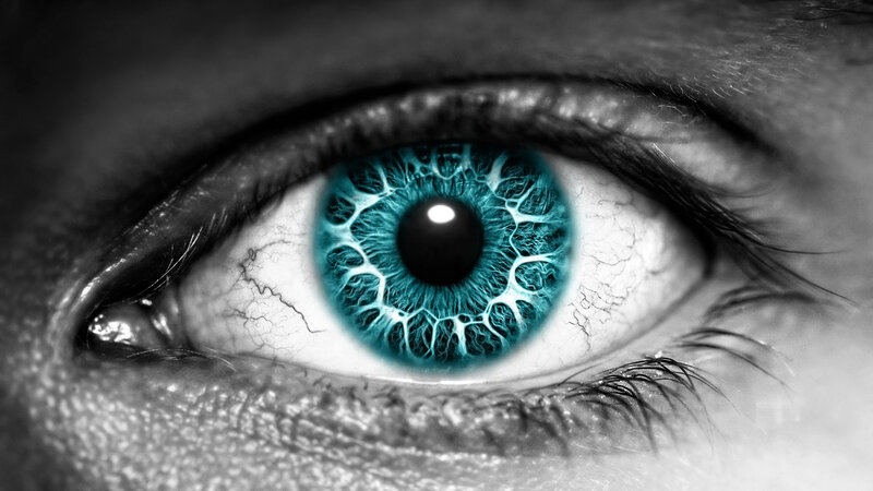 Close-up of a Blue Eye — Dramatic, Photograph, Iris, Eyelash