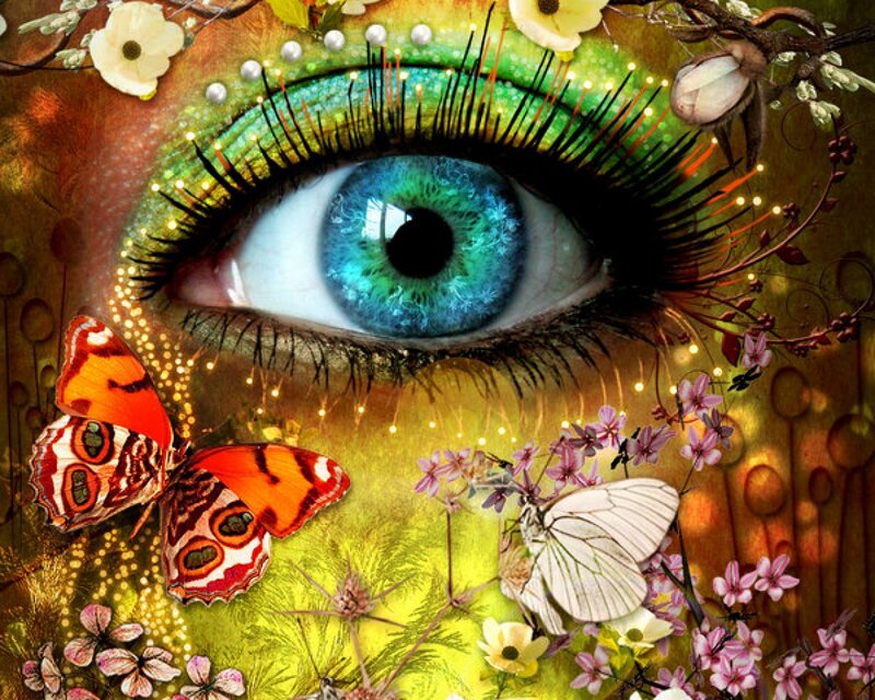 Close-up of a Blue Eye — Green