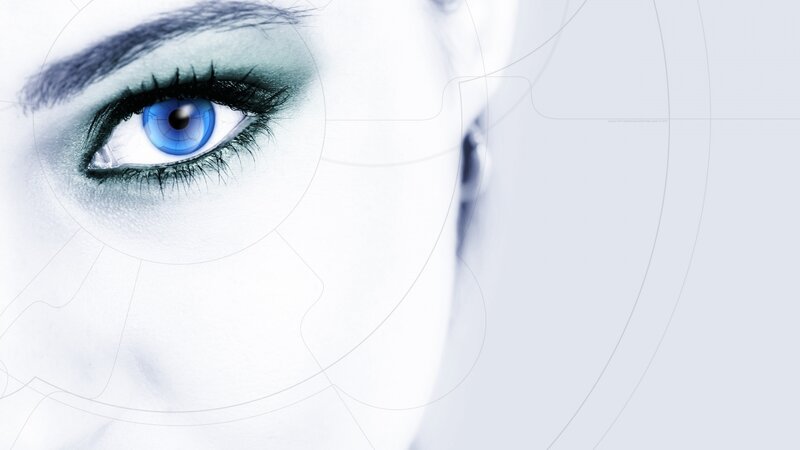 Close-up of a Blue Eye — White, Dramatic, Digital Art
