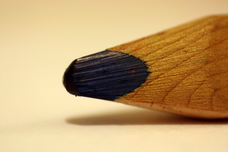 Close-up of a blue pencil tip