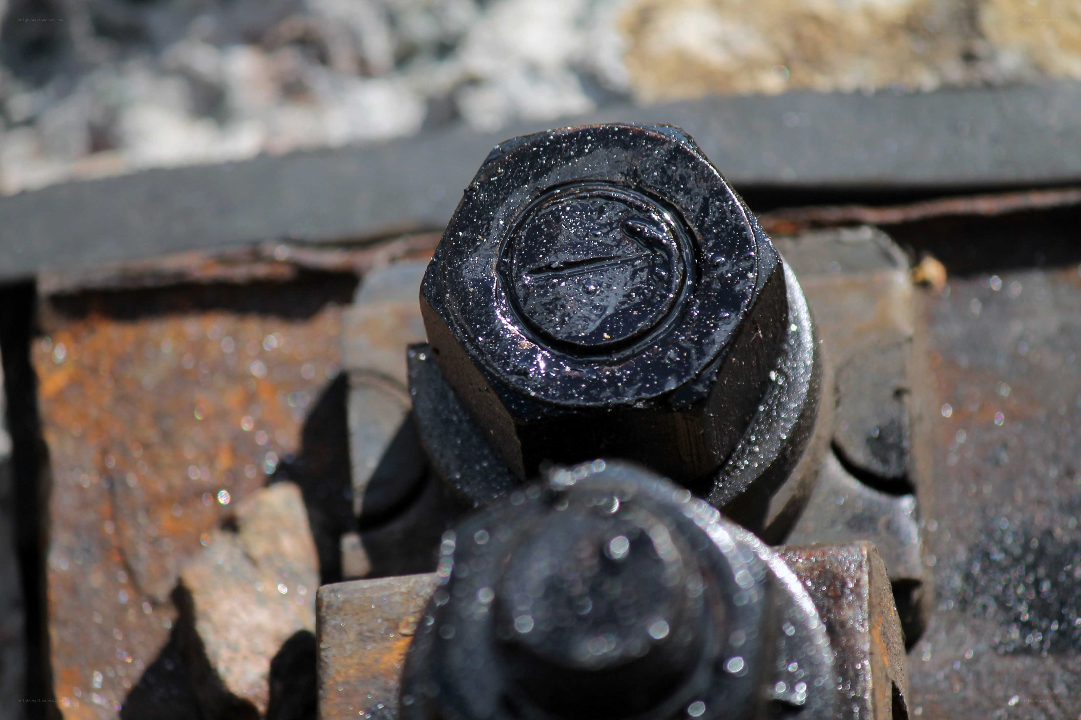 close-up of a bolt