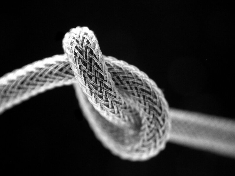 Close-up of a braided rope knot