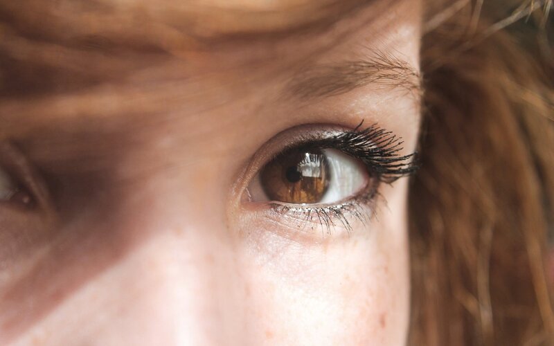 close-up of a brown eye