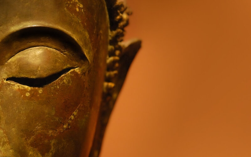 close-up of a Buddha statue