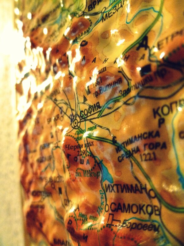 Close-up of a Bulgarian map