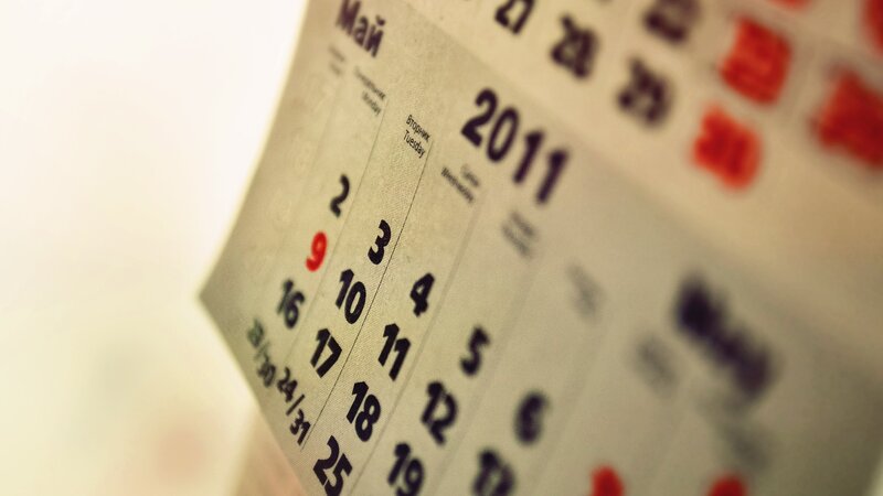 Close-up of a calendar page