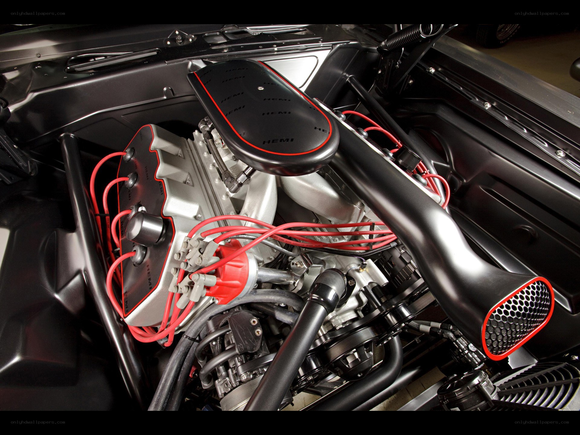 close-up of a car engine