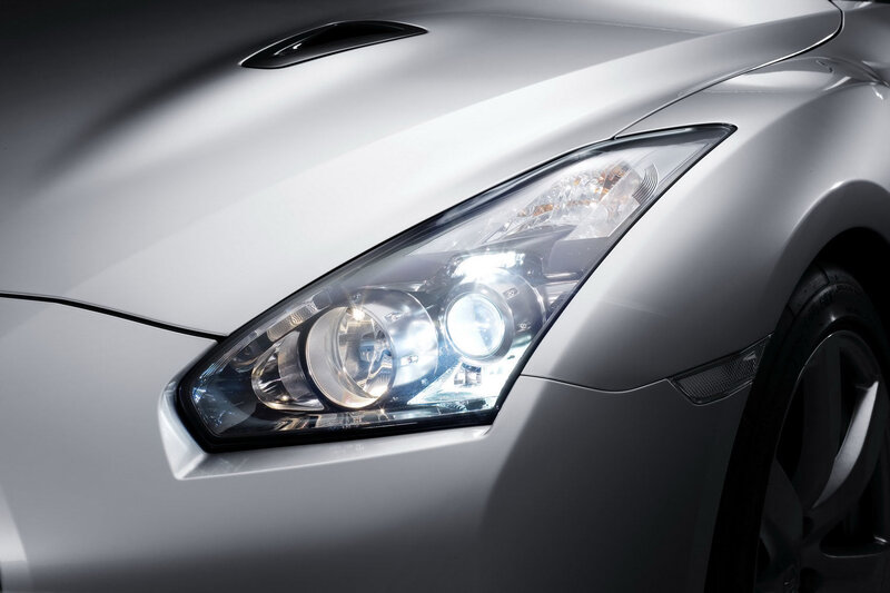 Close-up of a car headlight