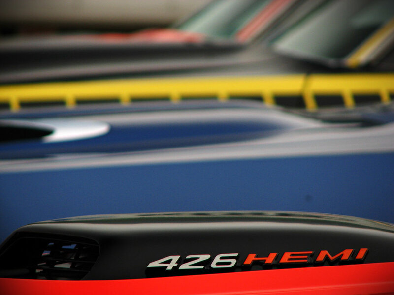 Close-up of a car's hood badge