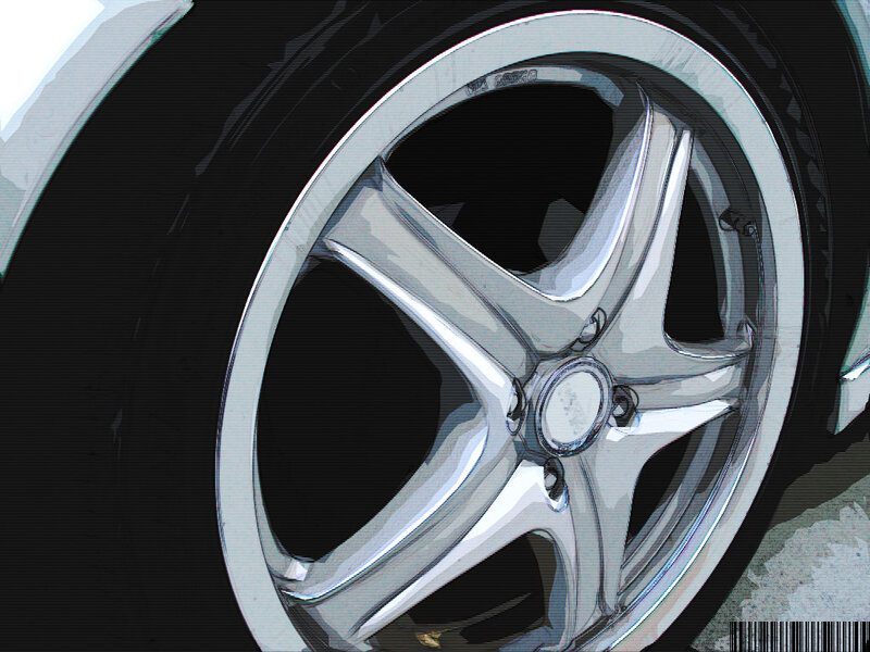 close-up of a car wheel