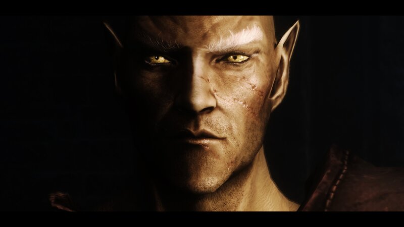 close-up of a character's face