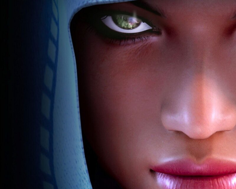 close-up of a character's face