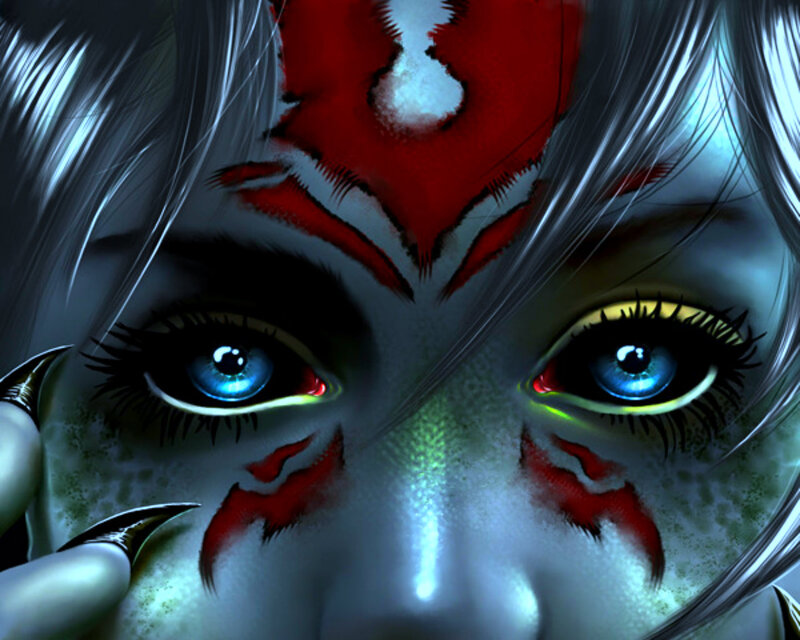 Close-up of a Character's Face — Blue, Dramatic