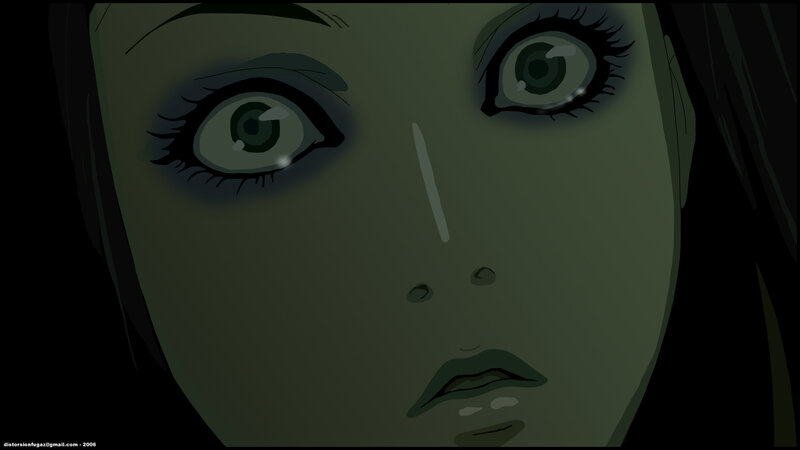 close-up of a character's face