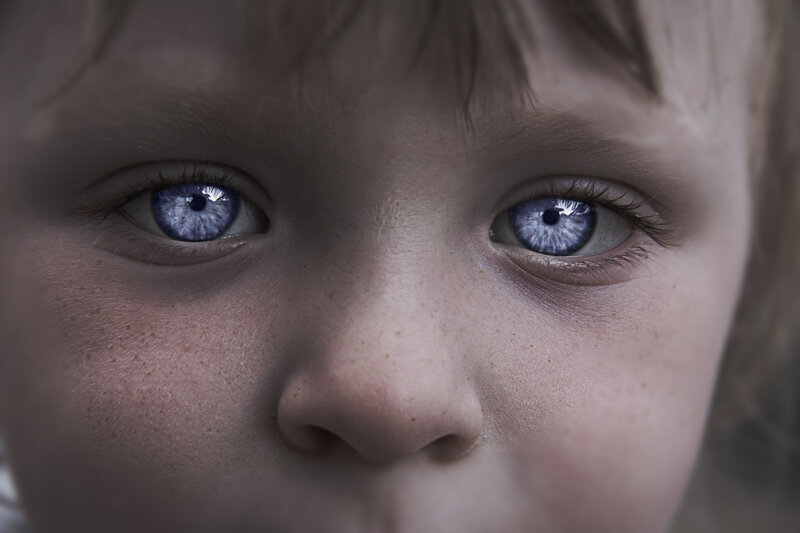 close-up of a child's eyes