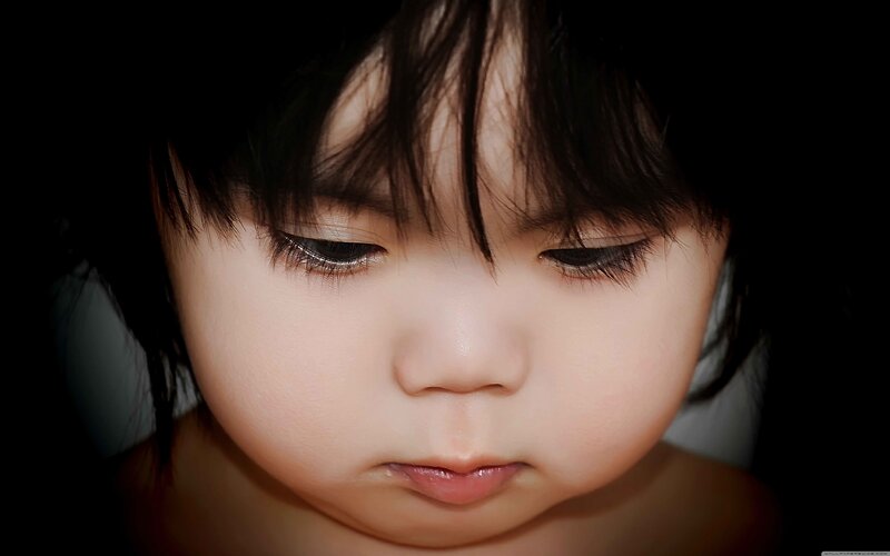 close-up of a child's face