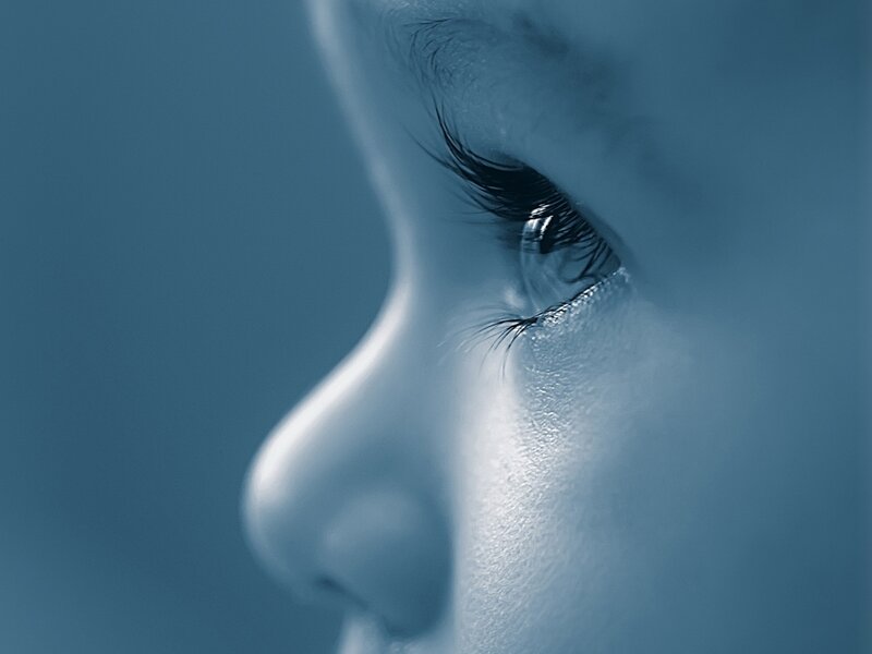 Close-up of a Child's Face — Blue