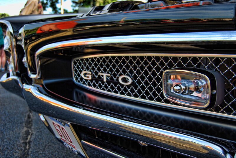 Close-up of a classic car grille