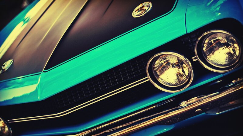 close-up of a classic car