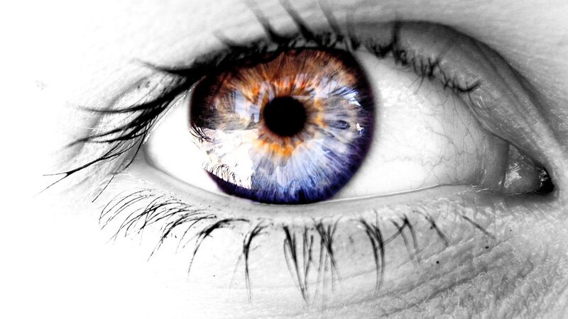 close-up of a colorful eye