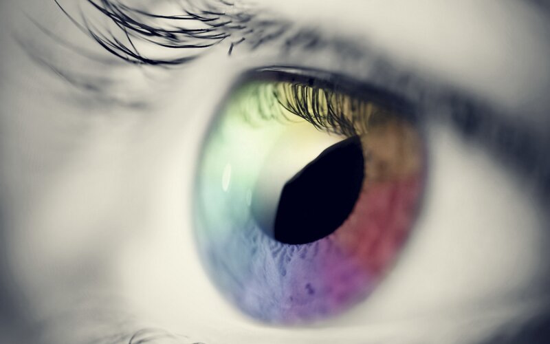 close-up of a colorful eye