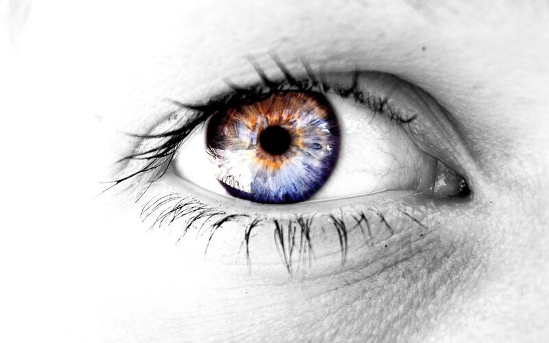 close-up of a colorful eye