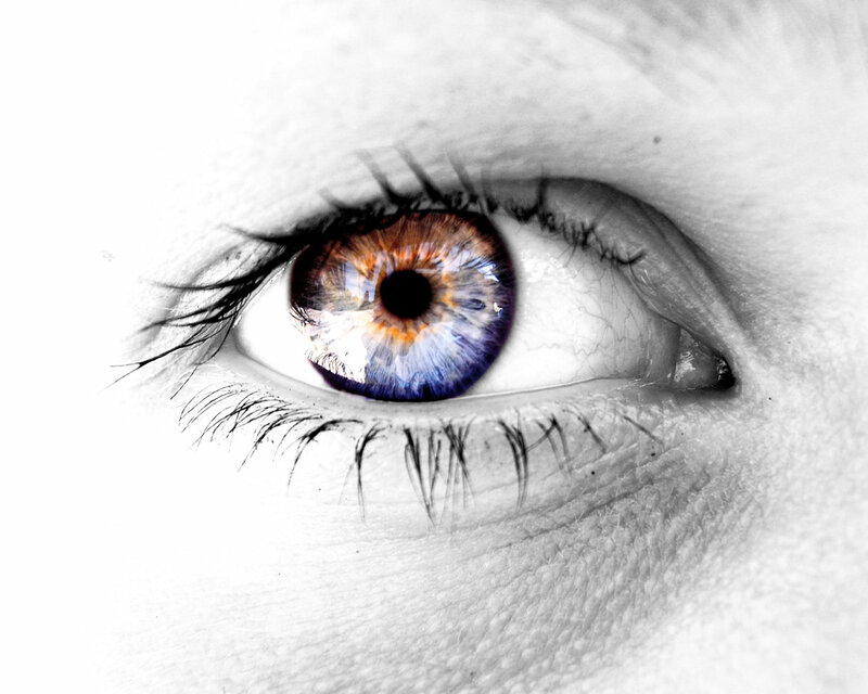 close-up of a colorful eye