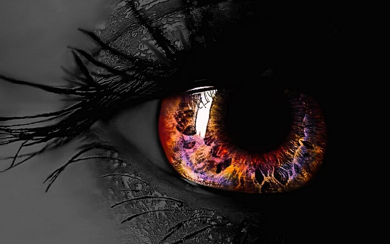Close-up of a Colorful Eye — Black