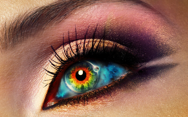 Close-up of a Colorful Eye — Blue, Dramatic