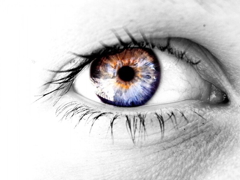 close-up of a colorful eye