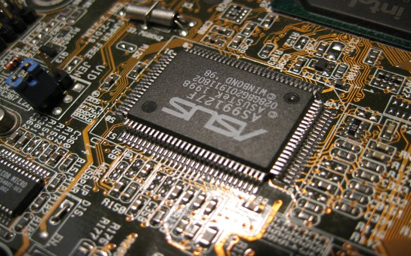 close-up of a computer motherboard