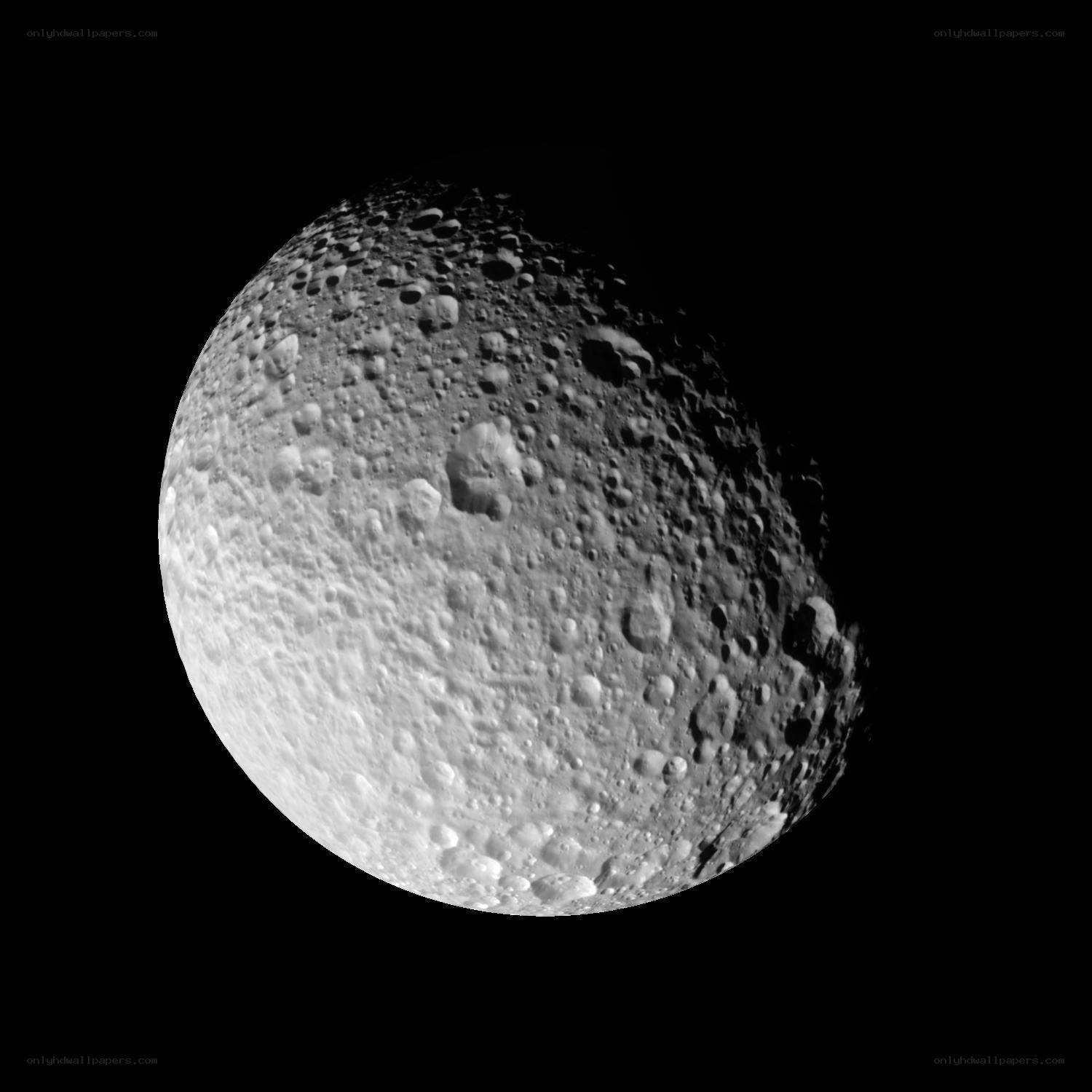 Close-up of a cratered moon