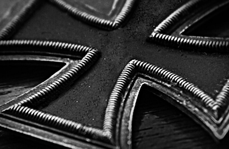 close-up of a cross emblem