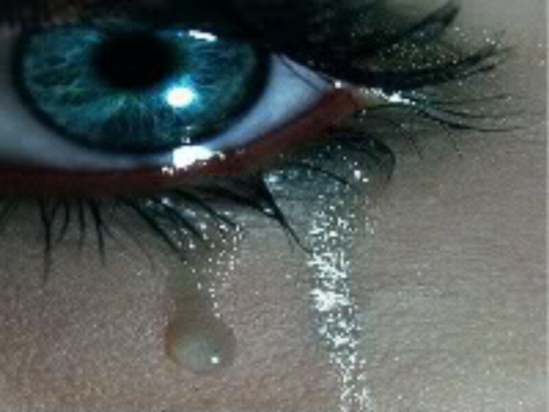 close-up of a crying eye