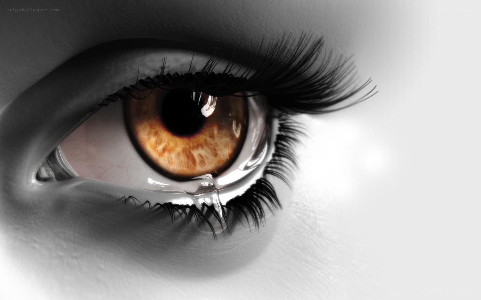 close-up of a crying eye