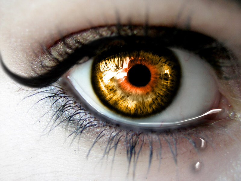 close-up of a crying eye